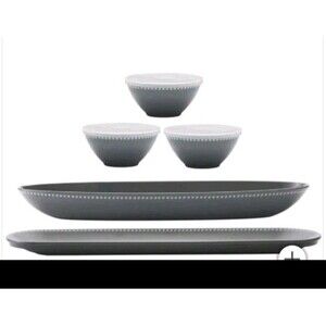 🌟NEW🌟 Pandex 5-piece Beaded Melamine Serving Set Gray